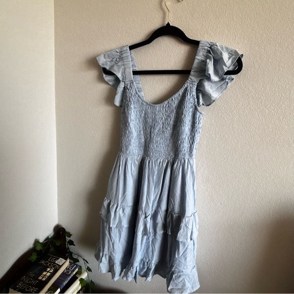 Light Blue Ruffle Strap Sundress - Picture 2 of 5